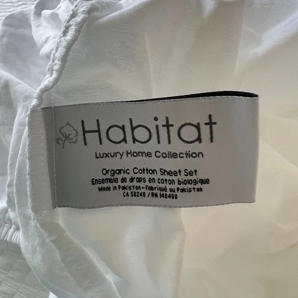 Habitat‎ Luxury Home Collection Organic Cotton Sheet 1 Fitted 1 Flat Set White